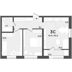 2-к квартира, вторичка, 58м2, 4/9 этаж