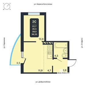 2-к квартира, вторичка, 37м2, 15/17 этаж