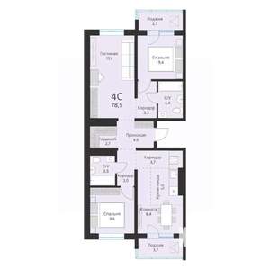 4-к квартира, вторичка, 79м2, 14/16 этаж