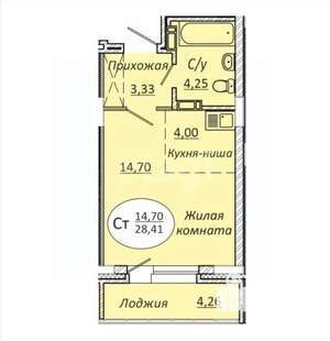 Студия квартира, вторичка, 29м2, 17/26 этаж