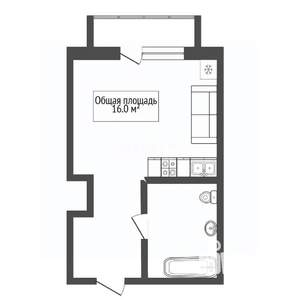 Студия квартира, вторичка, 16м2, 2/9 этаж