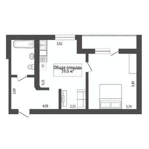 1-к квартира, вторичка, 39м2, 7/13 этаж