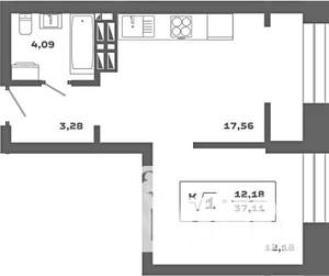 1-к квартира, вторичка, 37м2, 24/25 этаж