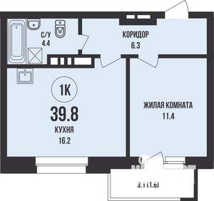 1-к квартира, вторичка, 40м2, 11/13 этаж