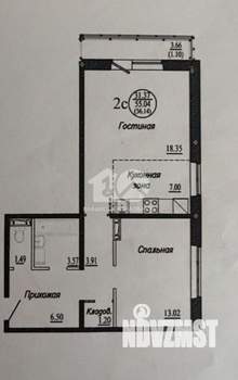 2-к квартира, вторичка, 55м2, 8/18 этаж