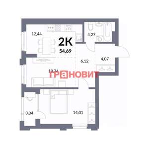 2-к квартира, вторичка, 55м2, 5/14 этаж