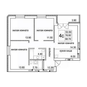 4-к квартира, строящийся дом, 81м2, 5/8 этаж