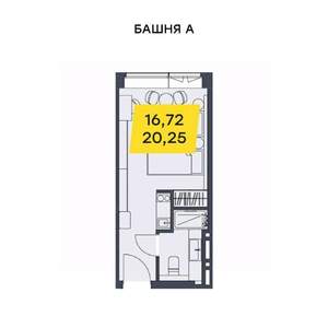 Студия квартира, вторичка, 20м2, 7/29 этаж