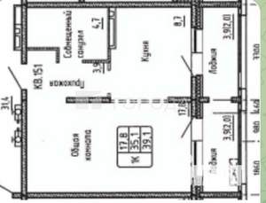 1-к квартира, вторичка, 39м2, 14/17 этаж
