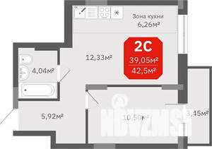 1-к квартира, вторичка, 43м2, 8/17 этаж