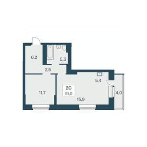 2-к квартира, вторичка, 51м2, 20/30 этаж