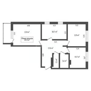 3-к квартира, вторичка, 69м2, 16/17 этаж