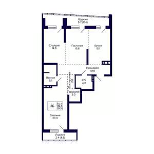 3-к квартира, вторичка, 101м2, 8/30 этаж