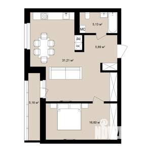 2-к квартира, вторичка, 65м2, 9/16 этаж