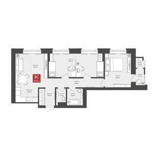 3-к квартира, вторичка, 63м2, 14/17 этаж