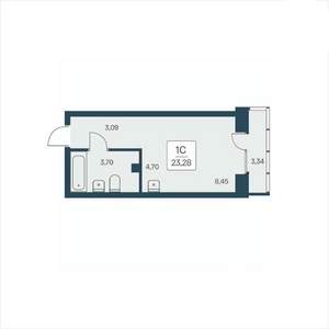 Студия квартира, строящийся дом, 23м2, 16/25 этаж