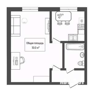 1-к квартира, вторичка, 30м2, 1/5 этаж