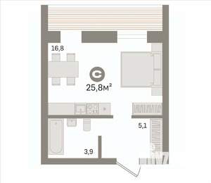 1-к квартира, вторичка, 26м2, 9/12 этаж