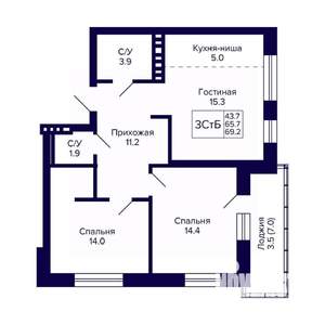 3-к квартира, вторичка, 69м2, 7/10 этаж