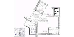 1-к квартира, вторичка, 45м2, 7/24 этаж