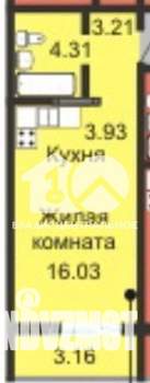 Студия квартира, вторичка, 20м2, 16/17 этаж