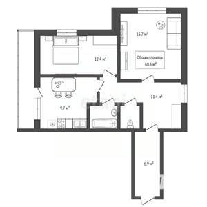 2-к квартира, вторичка, 61м2, 10/17 этаж