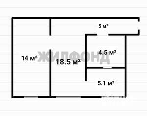 2-к квартира, вторичка, 44м2, 1/4 этаж