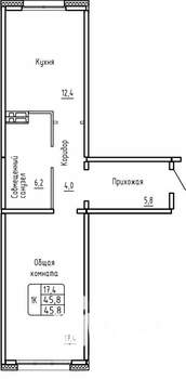 1-к квартира, строящийся дом, 46м2, 1/17 этаж