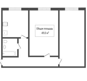 2-к квартира, вторичка, 43м2, 3/9 этаж