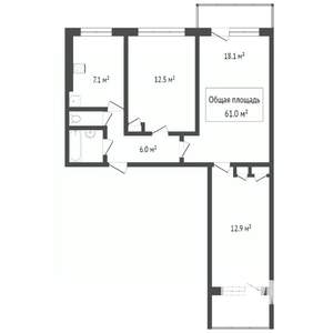 3-к квартира, вторичка, 59м2, 8/10 этаж