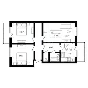 3-к квартира, вторичка, 72м2, 4/7 этаж