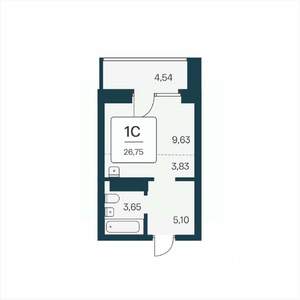 Студия квартира, вторичка, 27м2, 19/25 этаж