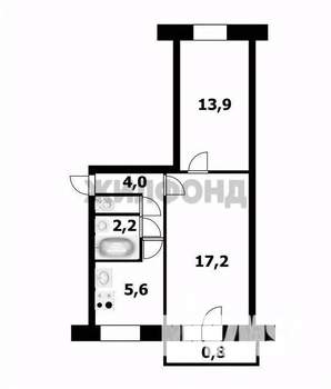 2-к квартира, вторичка, 43м2, 2/5 этаж