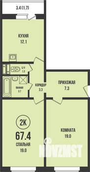 3-к квартира, строящийся дом, 67м2, 10/13 этаж
