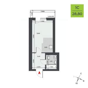 Студия квартира, строящийся дом, 29м2, 7/21 этаж