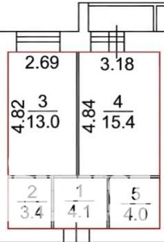 2-к квартира, вторичка, 40м2, 3/10 этаж