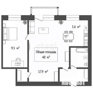 2-к квартира, вторичка, 40м2, 3/5 этаж