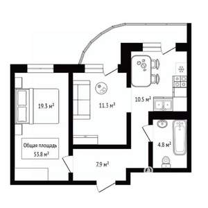 2-к квартира, вторичка, 54м2, 16/16 этаж