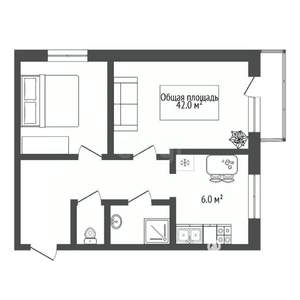 2-к квартира, вторичка, 42м2, 3/9 этаж