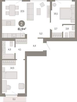 2-к квартира, вторичка, 82м2, 9/12 этаж