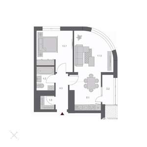 2-к квартира, строящийся дом, 53м2, 5/24 этаж