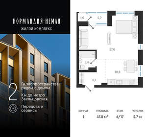 1-к квартира, вторичка, 48м2, 6/18 этаж