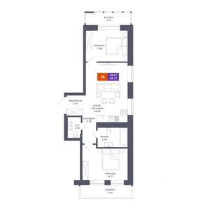 2-к квартира, вторичка, 60м2, 11/25 этаж