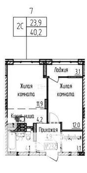 1-к квартира, вторичка, 40м2, 20/26 этаж