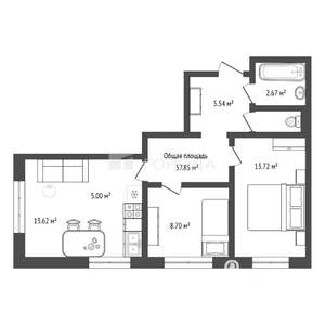 3-к квартира, строящийся дом, 58м2, 5/18 этаж