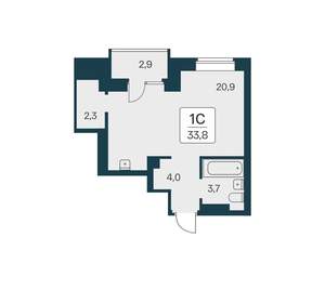 Студия квартира, вторичка, 34м2, 21/21 этаж