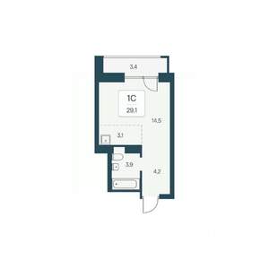 Студия квартира, вторичка, 29м2, 13/22 этаж