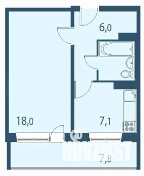 1-к квартира, вторичка, 39м2, 1/17 этаж