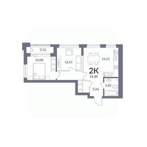 2-к квартира, вторичка, 50м2, 10/30 этаж
