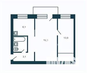 2-к квартира, вторичка, 43м2, 4/5 этаж